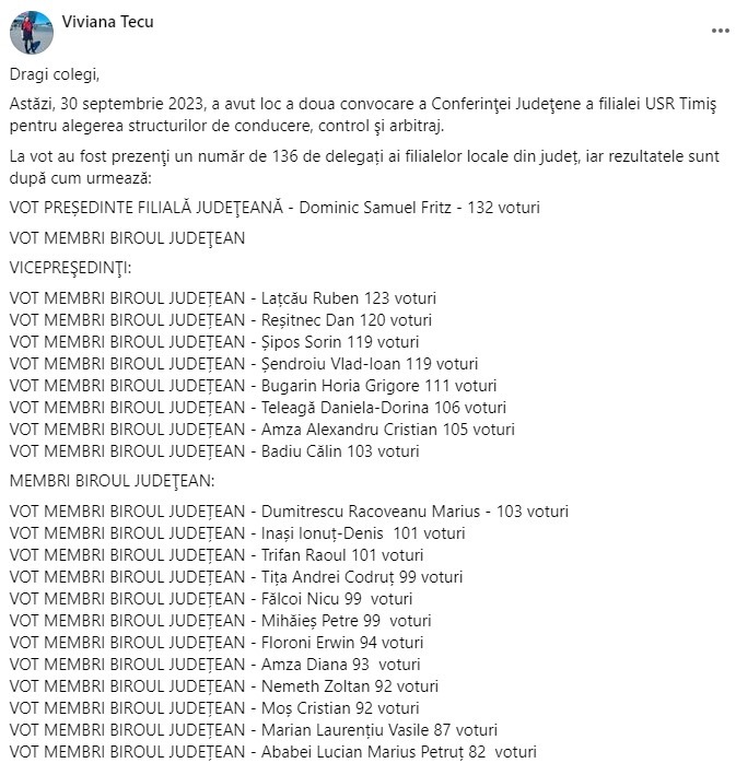 Rezultatele scrutinului