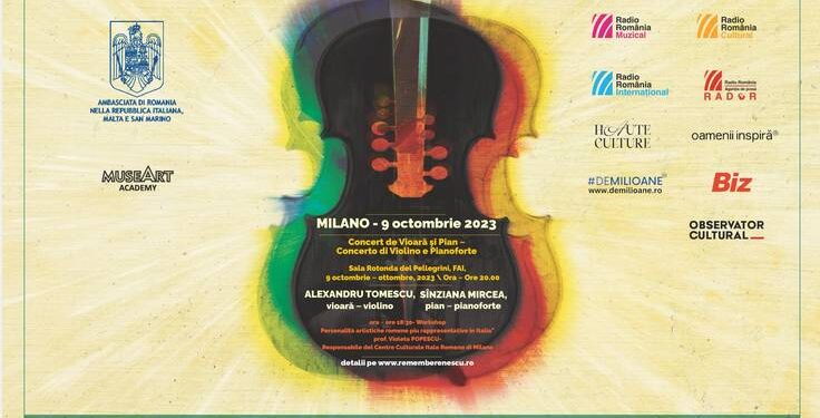 Alexandru Tomescu și Sînziana Mircea deschid seria Concertelor „Remember Enescu” la Milano