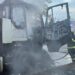 Un autocamion a luat foc într-o parcare din Zerind, județul Arad