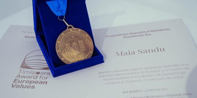 Premiul Timișoara pentru Valori Europene pentru Maia Sandu