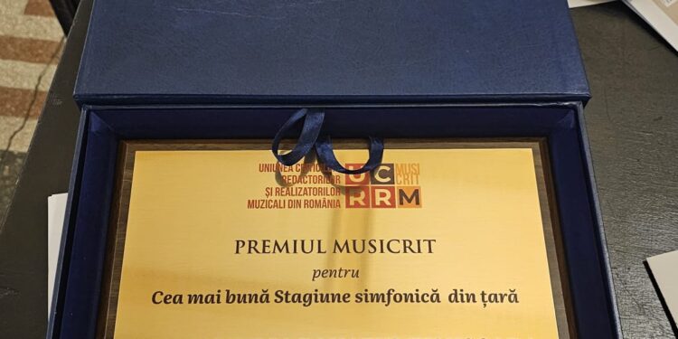 Filarmonica „Banatul” Timișoara, câștigătoarea secțiunii „Cea mai bună Stagiune simfonică din țară”, la Gala Premiilor MUSICRIT     