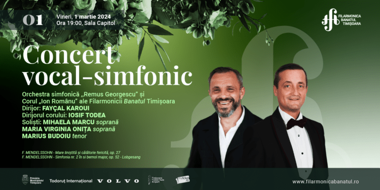 Muzica lui Felix Mendelssohn-Bartholdy, concert la Filarmonica „Banatul” din Timișoara
