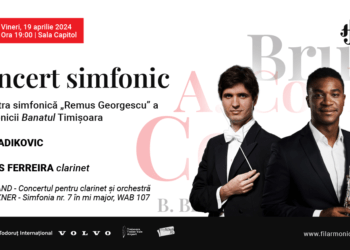 Concertul pentru clarinet şi orchestră de Aaron Copland şi Simfonia nr.7 în mi major de Anton Bruckner