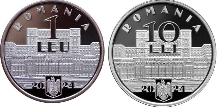 O monedă din argint și o monedă din tombac cuprat cu tema „20 de ani de la aderarea României la NATO”, lansate de BNR