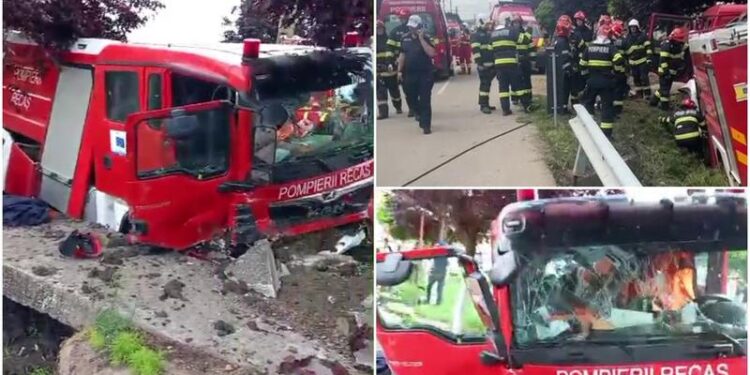 Şase pompieri răniţi într-un accident rutier în Recaş
